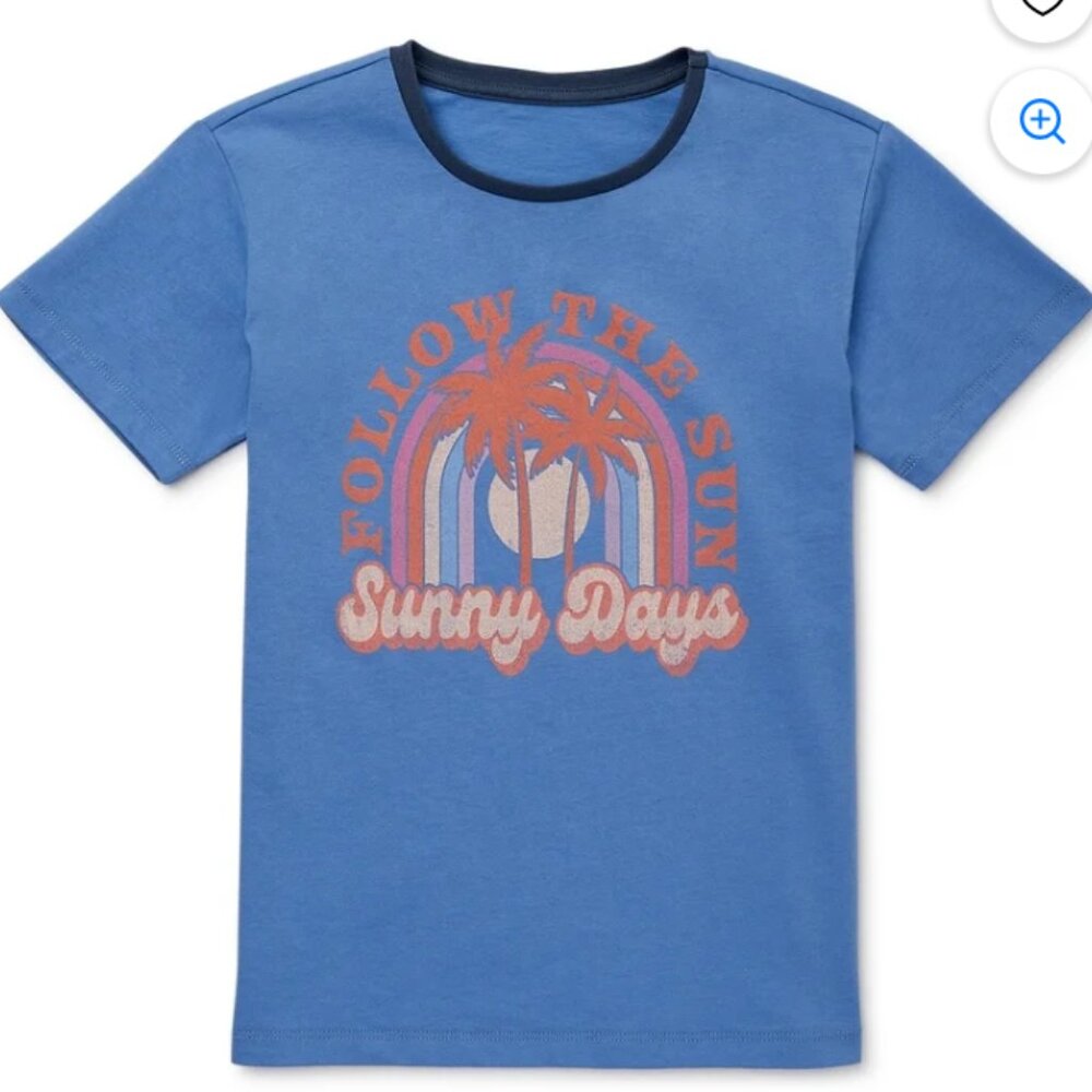 7/8 Wonder Nation Follow the Sun Sunny Days Short-Sleeve Graphic Ringer T-Shirt